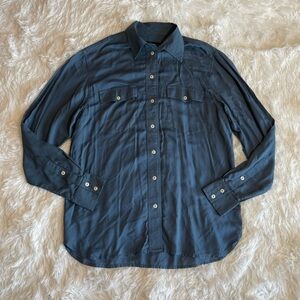 Frye The Addie Blue Casual Button Down Long Sleeve Top Size Small Rodeo Country